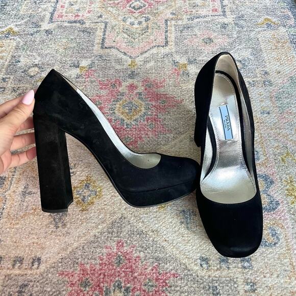 Prada Calzature Donna Camoscio Suede Heels Sz 38 8 - Picture 1 of 10